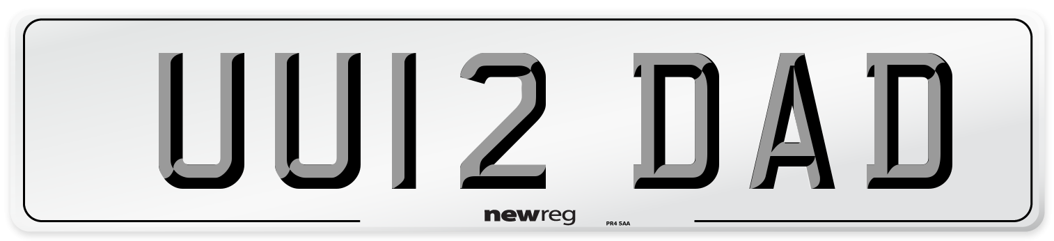 UU12 DAD Number Plate from New Reg